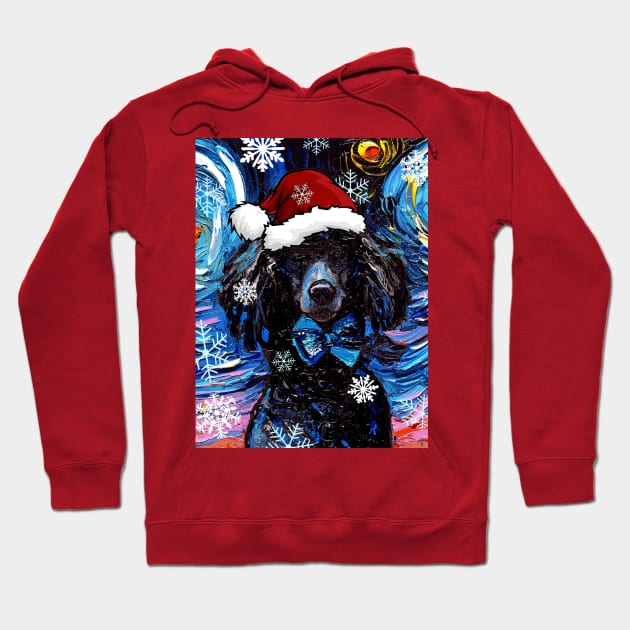 Black Poodle Santa Hoodie by sagittariusgallery